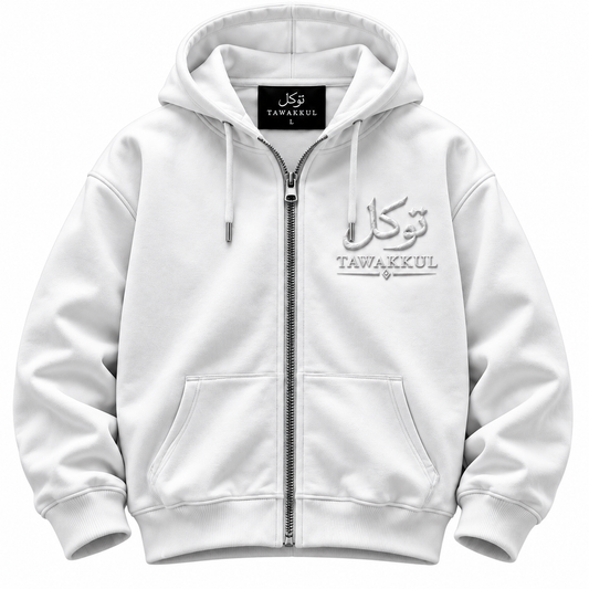 PRE ORDER White Tawakkul Zip-Up