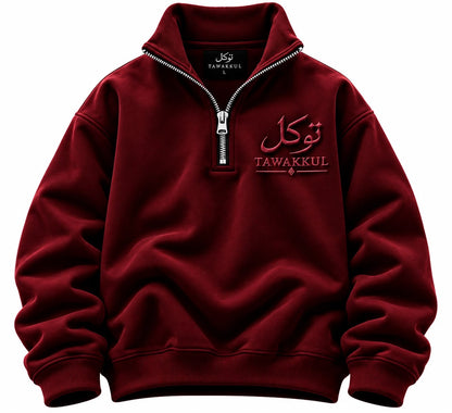 PRE ORDER Burgundy Tawakkul Quarter Zip-Up
