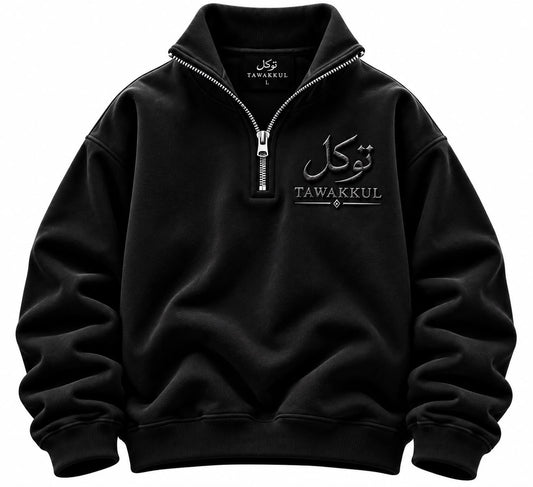 PRE ORDER black Tawakkul Quarter Zip-up