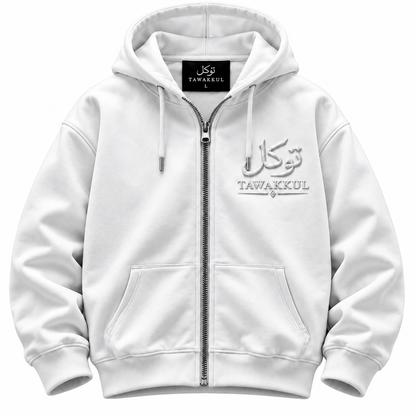 PRE ORDER white Tawakkul zip-up
